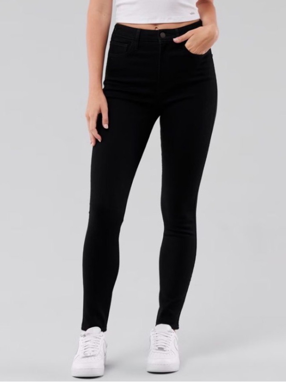 Hollister Women's Black High-Rise Skinny Jeans Long